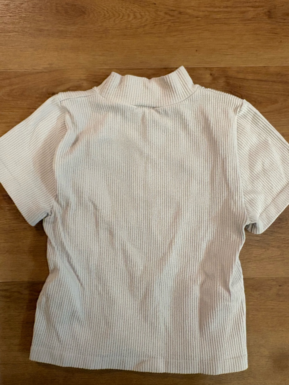 Urban Outfitters Cream Ribbed Short-Sleeve Mock Neck Top